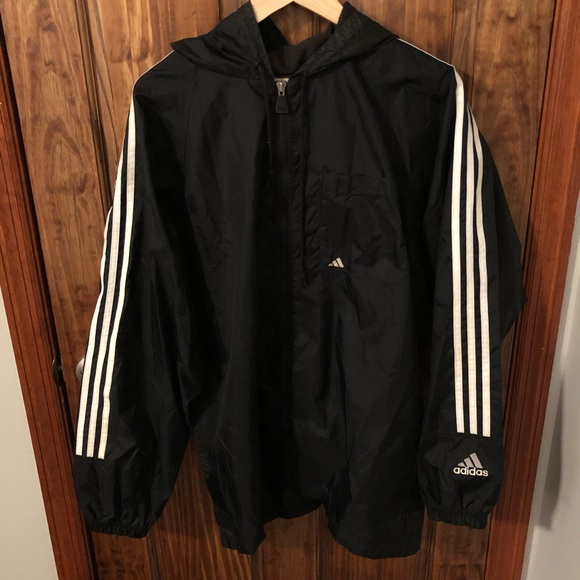 adidas three stripe windbreaker